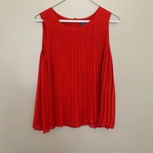 Vince Camuto Red Pleated Tank Blouse